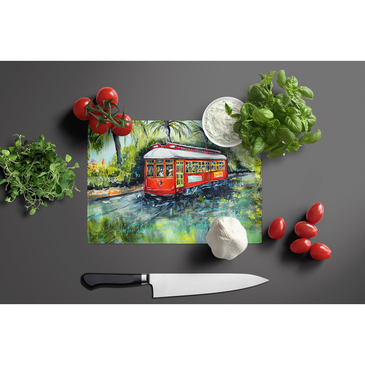 thumbnail image 3 of Little Red Street Car Glass Cutting Board 12 in x 15 in, 3 of 5