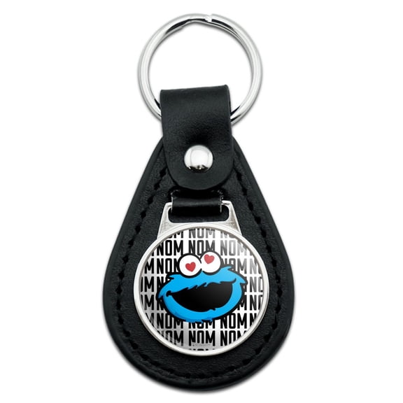 Black Leather Sesame Street Cookie Monster Nom Nom Keychain