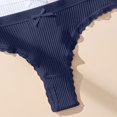 thumbnail image 4 of Qingpeng Womens Low Rise Lace Trim Thong Solid Color Bow Detail Panties Breathable Underwear Size S-XL, 4 of 5