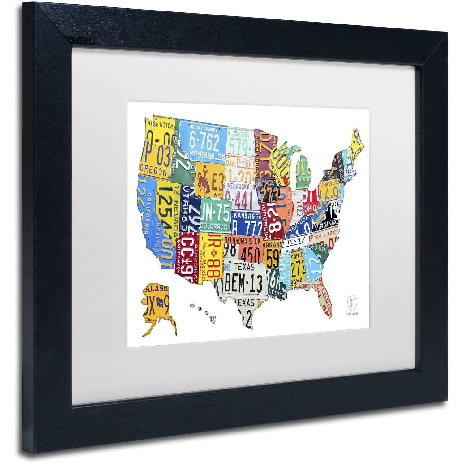 Trademark Fine Art Abstract Matted Framed Art ' License Plate Map2 ' by Design Turnpike