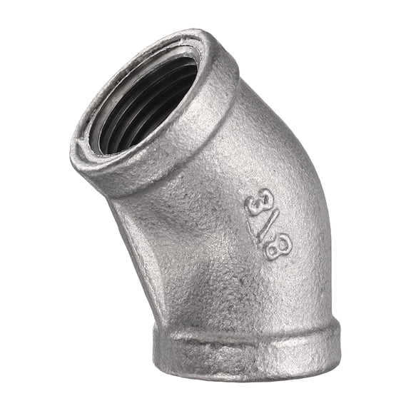 Uxcell 45 Degree Elbow Cast Pipe Fitting 3/8" NPT Female 304 Stainless Steel Elbow Fitting Thread Connector