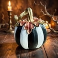 thumbnail image 6 of OCLUN Mini Pumpkin, Resin Halloween Home Decor, Black-and-White Courtly Stripe,A, 6 of 6