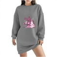 thumbnail image 1 of Pisexur Robe de Noël pour Femmes Mode Imprimé Arbre de Noël Col Rond Robe Chandail en Molleton Décontractée Manches Longues Robe de Fête d'Automne Mini Robe, 1 of 4