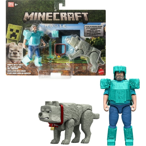 Minecraft Man’s Best Wolf Pack with 2 Action Figures & 2 Accessories, Set Inspired by the Movie, MINECRAFT MINECRAFT MOVIE STEV