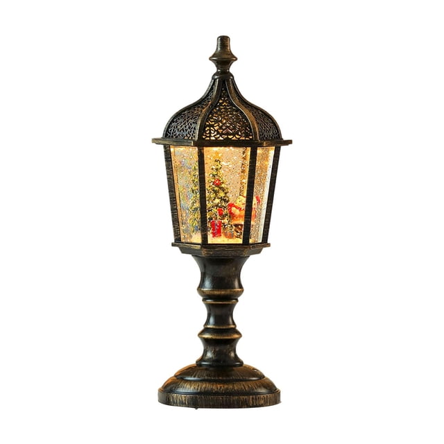 Bola de nieve navideña decorativa con purpurina iluminada para centro de mesa, decoración interior del hogar, regalo de aniversario y Valentín. Árbol