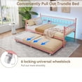 thumbnail image 4 of EastVita Twin Daybed with Trundle - Day Bed with Charging Station and LED Lights - Metal Sofa Bed Frame for Living Room Bedroom Apartment Small Spaces - Pink, 4 of 7