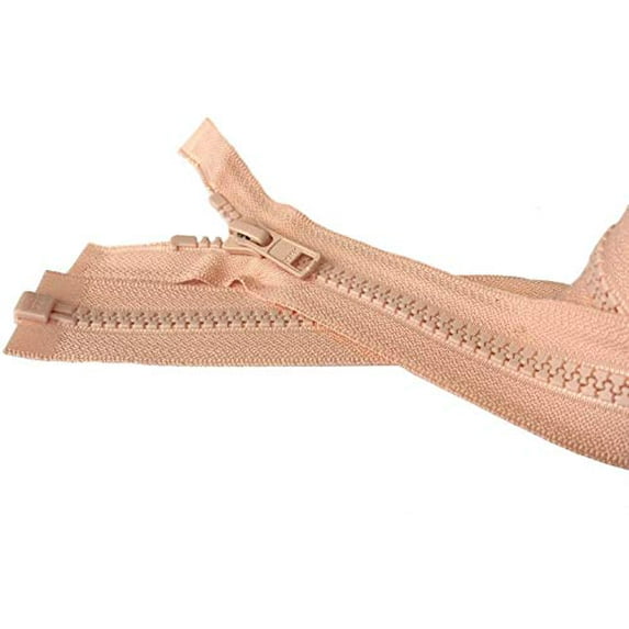 YKK #5 Molded Vislon Peach Medium Weight Jacket Separating Zipper - Choose Your Length - Color: Peach #521 - Made in The United States (1 Zipper Per Pack)