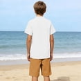 thumbnail image 2 of Fnooota Boys Summer Outfit Sets, Casual Short Sleeve Cotton Linen 2 Piece Kids' Clothing Sets Brown Size 11-12 T, 2 of 5