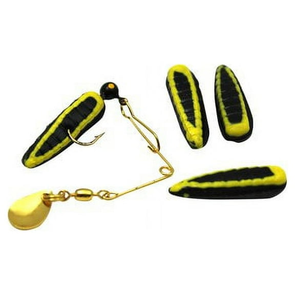 H&H Spin Grub Spinner Bait, Black & Yellow, 1/32 oz
