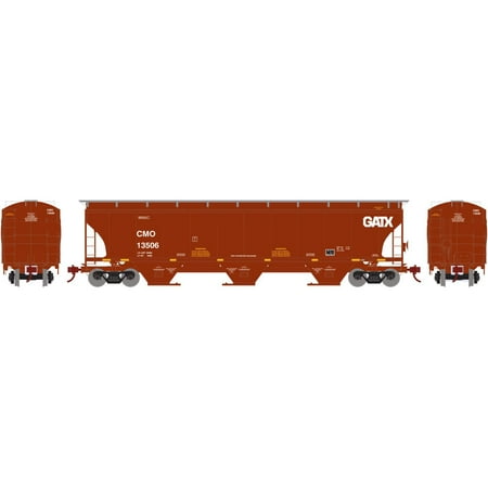 Athearn HO Scale Trinity 3-Bay Covered Hopper Car CMO/GATX (Oxide Red) #13506