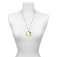 thumbnail image 3 of Delight Jewelry Acrylic 1 1/2" Ring with 4mm Crystal Mixed Brown and Yellow Silvertone Always My Mother Bar Charm Necklace, 23", 3 of 4
