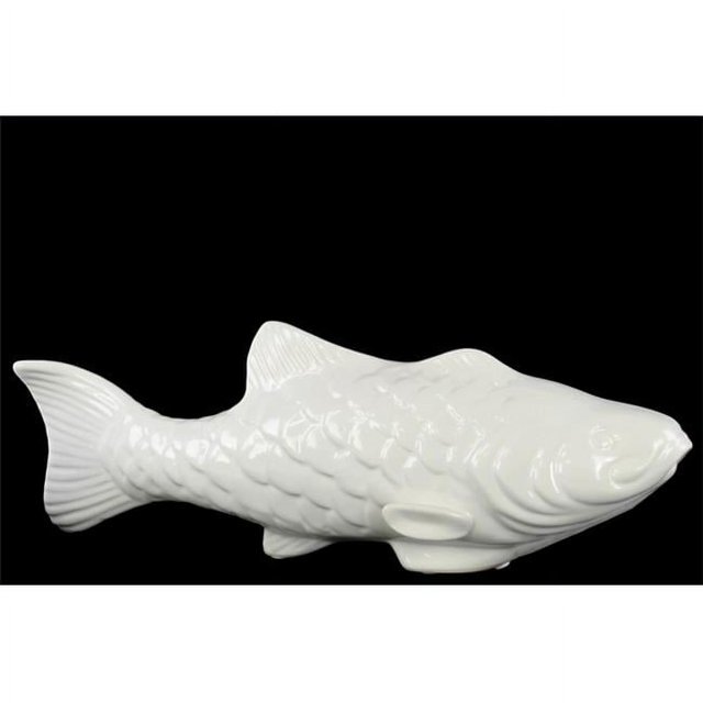 Urban Trends Collection 79023 Ceramic Koi Fish Figurine- Large - White