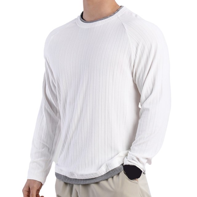 pstuiky hombres de manga larga, Camiseta deportiva informal de dos piezas con cuello redondo, manga larga y bloques de color para hombre Tops casuales para hombres xl