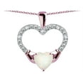 thumbnail image 3 of Star K� Hands Holding Heart Genuine Opal Claddagh Pendant Necklace, 3 of 9
