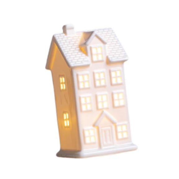 LeeQinersw Lighted Christmas House Figurine with Light Ceramic for Shelf Fireplace Desk