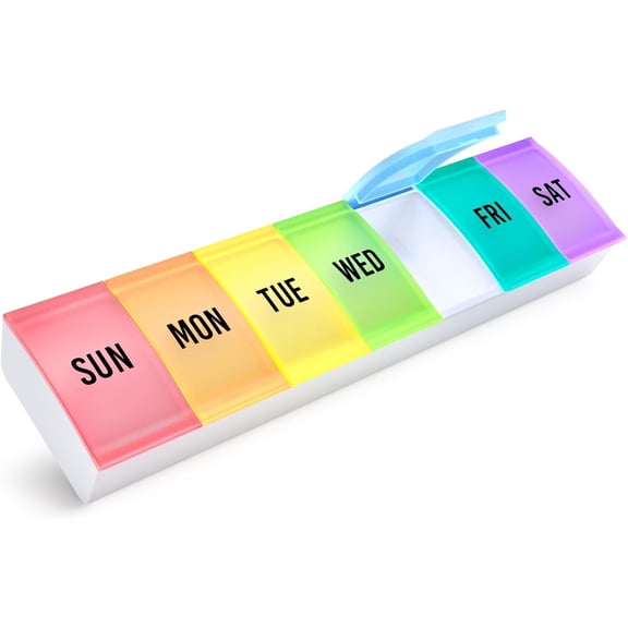 Large pill storage box, weekly pill storage box, 7-day pill box, suitable for high-dose vitamin supplement fish oil