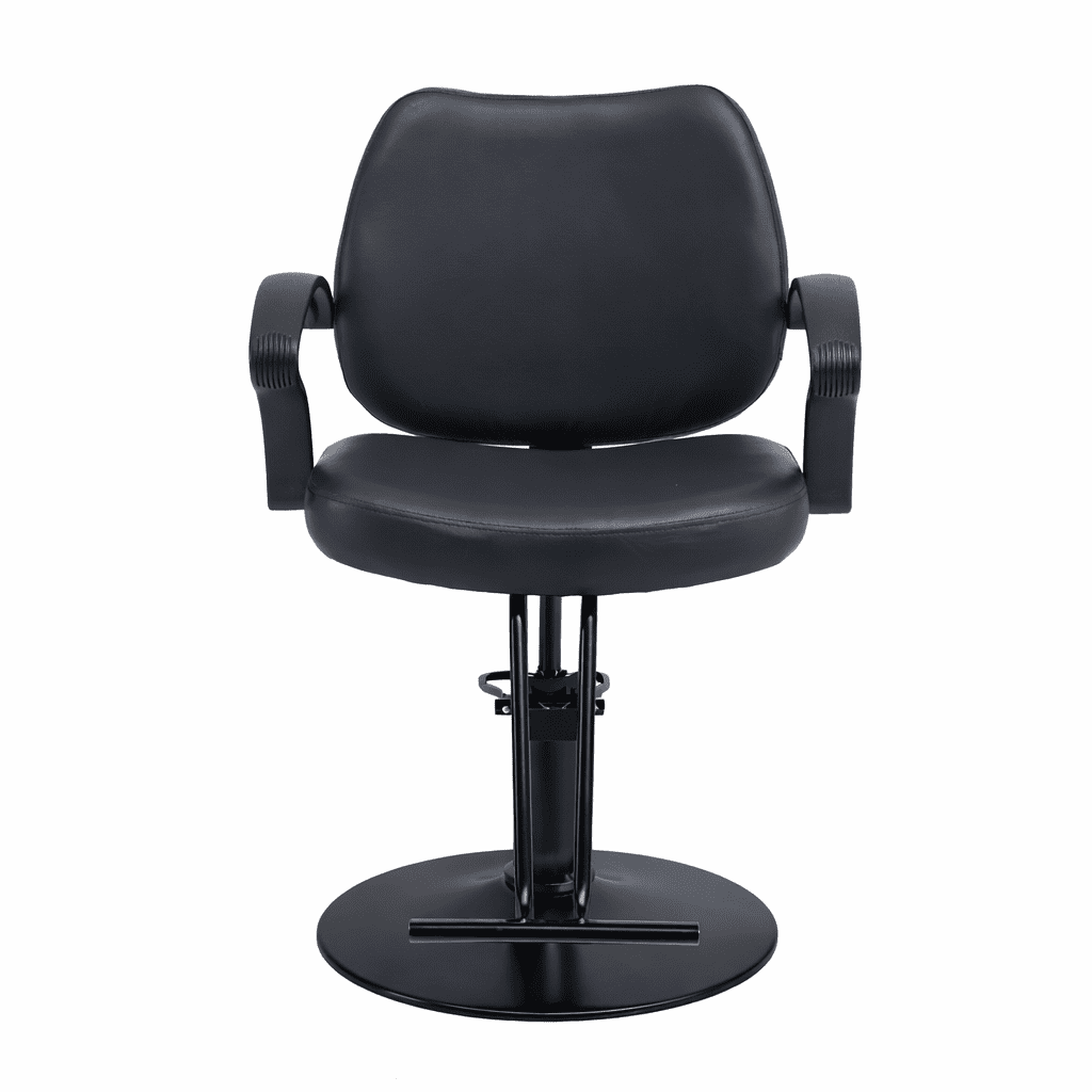 Hydraulic Barber Styling Chair with 360-Degree Swivel and Chrome Base, Heavy-Duty Beauty Salon Chair with PU Leather Upholstery, Black