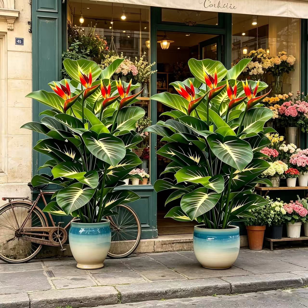 23.62 Inch Artificial Bird of Paradise Plant 2 Pack - Faux Tropical Strelitzia with Flowers, UV Resistant, No Pot Included, for Home Office Living Room Indoor Outdoor Decor
