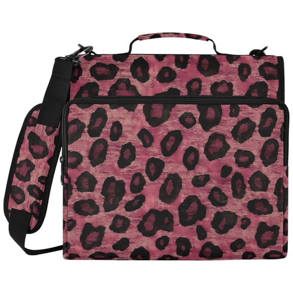ALAZA Zipper Binder Leopard Red Pattern 2 inch 3 Ring 500 Sheet Capacity Trapper Keeper File Folder Organizer Bag
