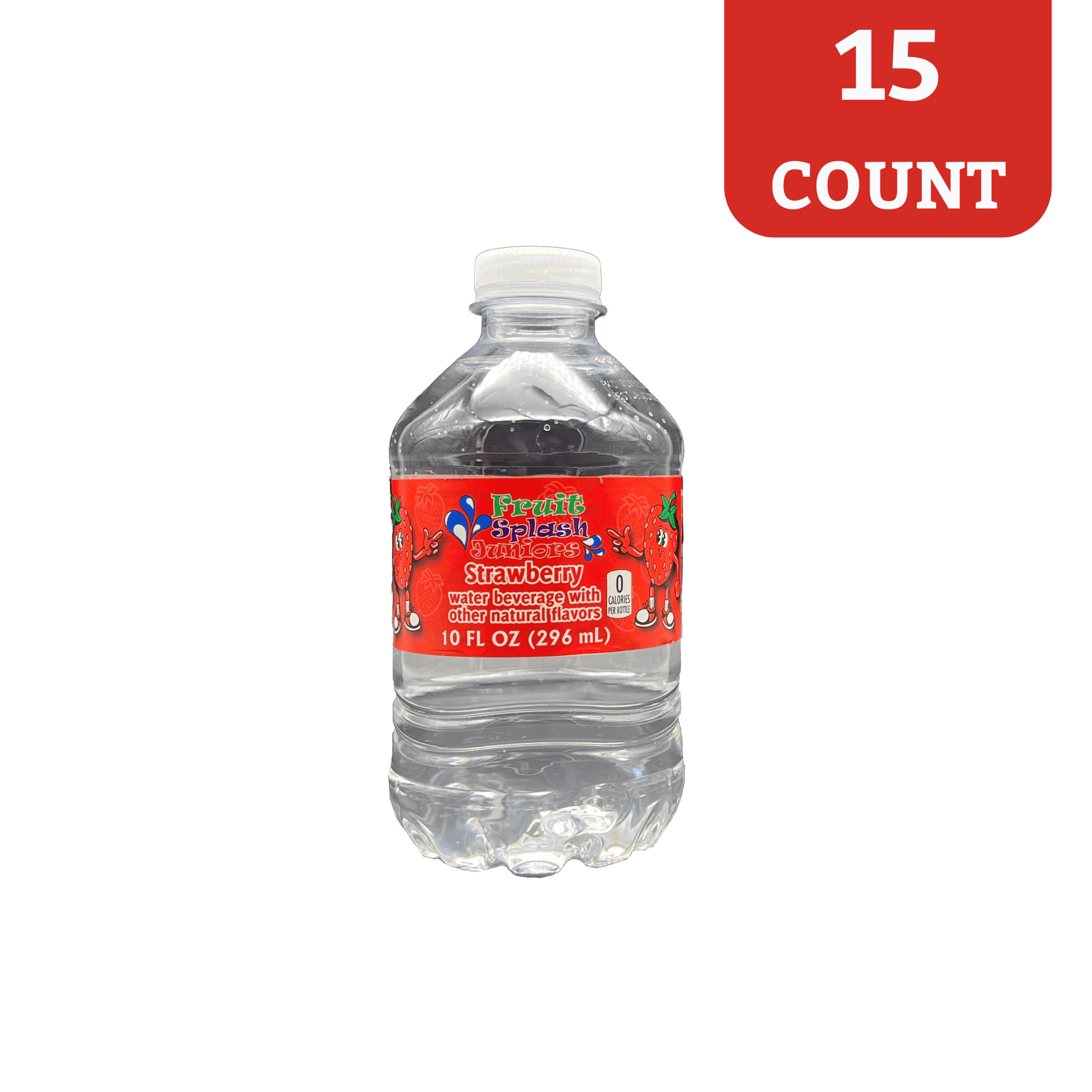 (12 pack) Fruit Splash Juniors, Water Bottles, Strawberry, 10 fl oz, 15 Pack Bottles