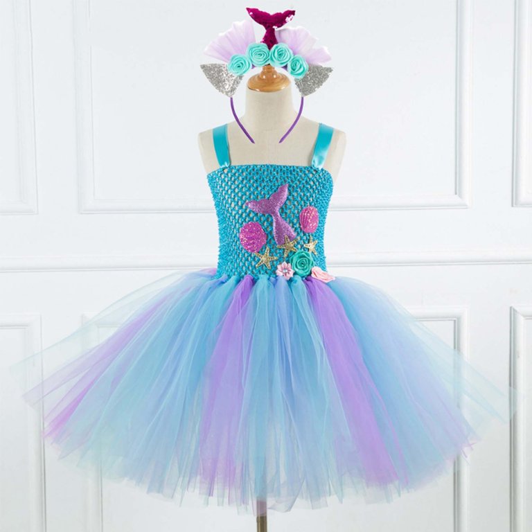 blue sequin dress halloween Summer Dresses for Girls Girls Halloween Sequin Dress with Headpiece for  Kids Party and Festive Celebrations Purple 7