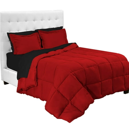 5 Piece Bed In A Bag Twin Xl Extra Long Comforter Set Red 5 Piece Bed In A Bag Twin Xl Extra Long Comforter Set Red Sheet Black
