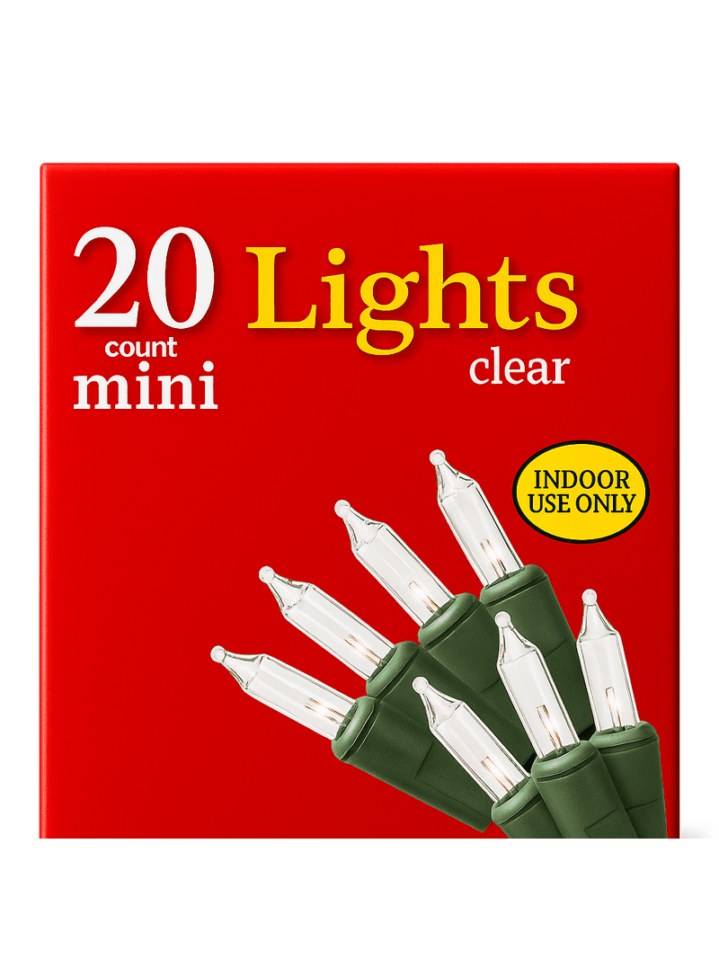 Greenbrier International 20-Count Mini Christmas Lights, Clear