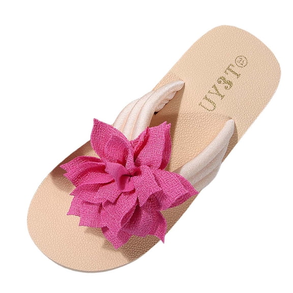 Wensltd Women Flower Flip Flops Lightweight Beach Sandals Daily Casual Soft Sole Sandals
