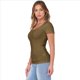 thumbnail image 2 of Camiseta Ajustada Acanalada para Mujer Matcha L, 2 of 9