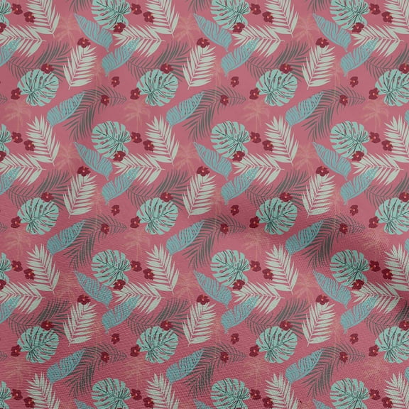 oneOone Velvet Pink Fabric Tropical Leaf Quilting Supplies Print Sewing Fabric By The Yard 58 Inch Wide