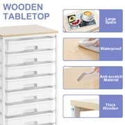 KK KINGRACK Storage Rolling Drawer Cart, Drawer Organizer with 8 Drawers and Wooden Tabletop, Metal & Plastic, White