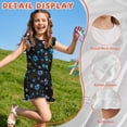 thumbnail image 5 of ZIATUBLE4S Paw Print Black Print Girls Summer Romper Ruffle Cap Sleeves One-Piece Short Jumpsuit Soft Comfort Kids Casual Playsuit with Pockets for 5-6 Y, 5 of 6