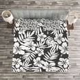 thumbnail image 3 of Ambesonne Tropical Quilted Bedspread Set 3 Pcs, Exotic Hibiscus Flower, King Size, Grey and White, 3 of 3