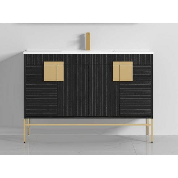 47" Kuro Minimalistic Dawn Gray Single Sink Bathroom Vanity