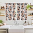 thumbnail image 2 of Orange Floral Kitchen Curtains Window Panels, Abstract Watercolor Flower Leaf Plant Insulated Window Treatment Curtain, Grommet Curtains for Bedroom/Living Room/Bathroom, 2 Piece 52"Wx63"L, 2 of 8