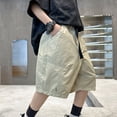thumbnail image 2 of Eltusu Boys Cargo Shorts, Elastic Waistband Sports Multi-Pockets Knee Length Summer Shorts Khaki Size 13-14 T, 2 of 3