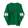thumbnail image 2 of St. Patrick's Day Sweatshirt for Women Glitter Shamrocks Heart Graphic Crewneck Long Sleeve Loose Fit Soft Festival Apparel Holiday Party Gift, 2 of 5