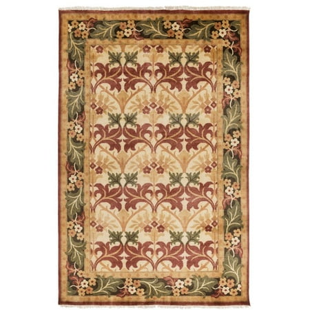 - 2' x 3' Frosted Oasis Claret Red, Cinnamon Brown and Forest Green Wool Area Rug