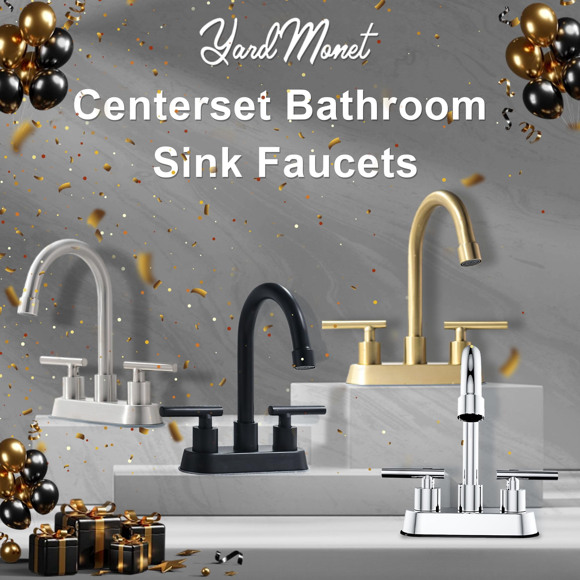 Mikhai Bathroom Faucets 3 Hole,  4 inch Bathroom Faucet 3 Hole Matte White with Pop-up Drain and 2 Supply Hoses, Stainless Steel Lead-Free 2-Handle Center set Faucet for Sink Vanity