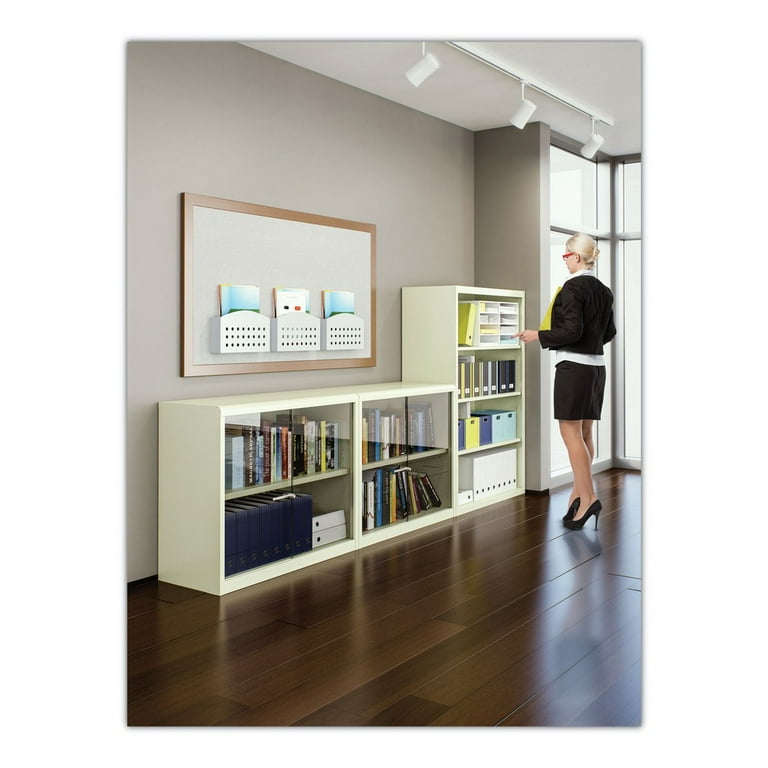 Metal Bookcase, Three-Shelf, 34.5w x 13.5d x 40h, Black Metal Bookcase, Three-Shelf, 34.5w x 13.5d x 40h, Black