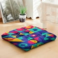 thumbnail image 4 of Pop Art Seat Cushion&nbsp;– 22x22 Inch Square Floor Pillow, Dutch Velvet, Bold Color Block Print (Playful & Trendy for Creative Spaces), 4 of 7