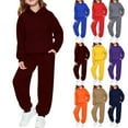 thumbnail image 6 of Toddler Boys Girls Sweatsuit Casual Y2k Cute 2 Piece Outfits for Teens Kids Sweatshirts and Sweatpants Joggers Set,Wine 12-13 Years, 6 of 7