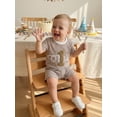 thumbnail image 3 of BemeyourBBs Baby Boys First Birthday Outfits One Years Old Birthday Clothes Waffle Knit Number Embroidery Striped Short Sleeve TShirt Tops and Shorts Set, 3 of 9
