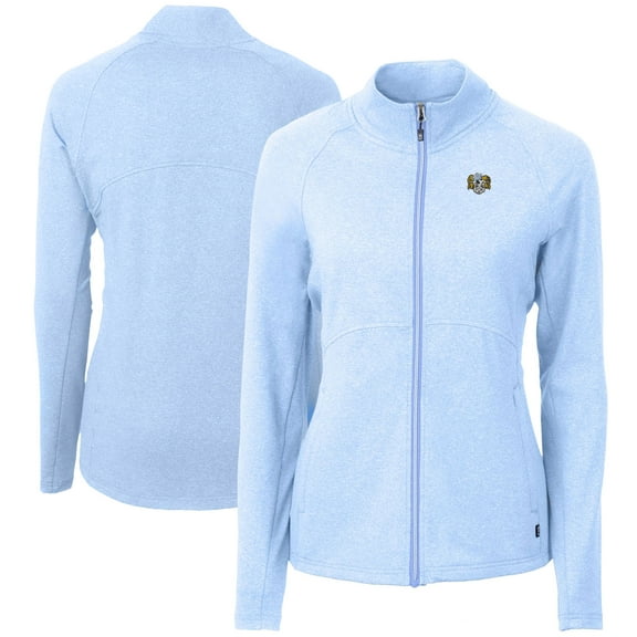 Women's Cutter & Buck Heather Carolina Blue North Carolina Tar Heels Vault Adapt Eco Knit Heather Recycled Full-Zip