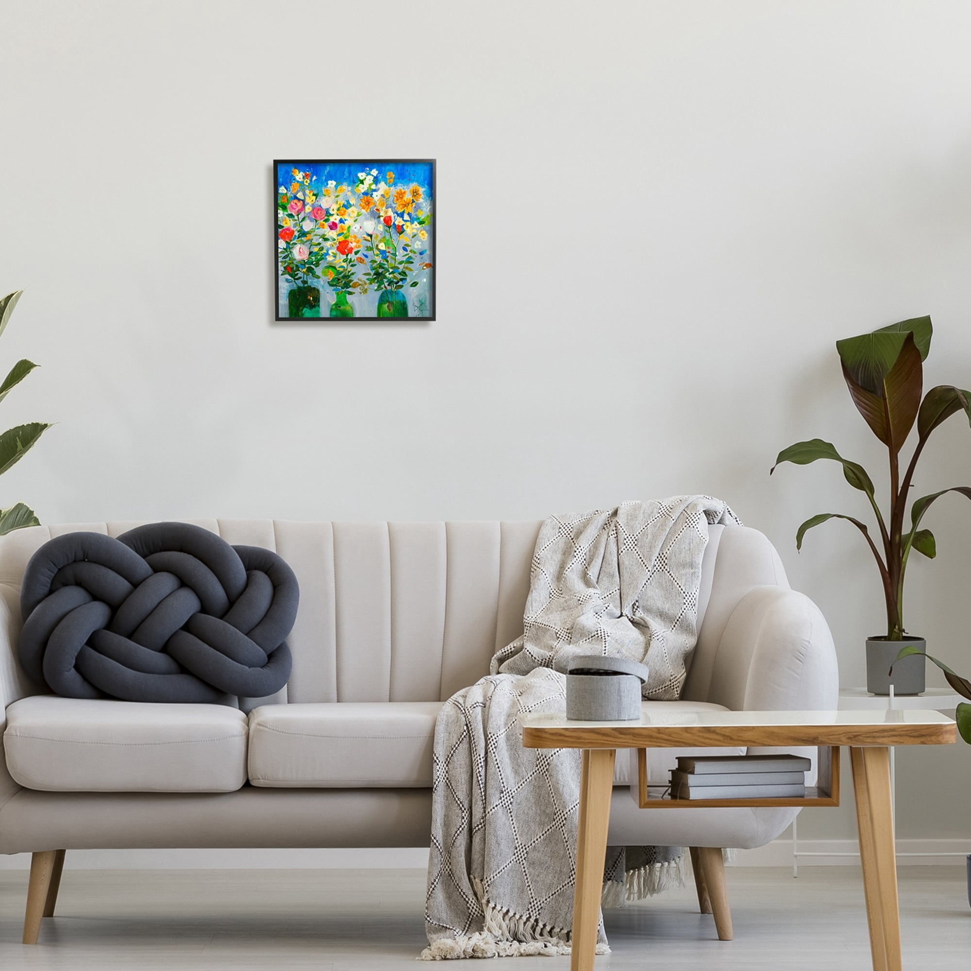 Stupell Industries Vivid Flower Arrangement Bold Green Blue Ikebana Design, 24 x 24, Design by Jill Martin