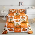 thumbnail image 2 of Homewish Teens Autumn Botanical Pumpkin Full Size Comforter Sets 3-Piece,Geometric Plaid Bedding Comforter Set,Orange Polka Dots Lightweight Bedding Sets,Luxury Bedroom Decor,Reversible, 2 of 8