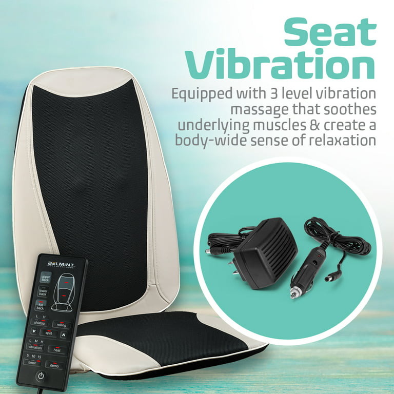 Belmint Seat Cushion Massager with Shiatsu Vibration + Soothing Heat for Back