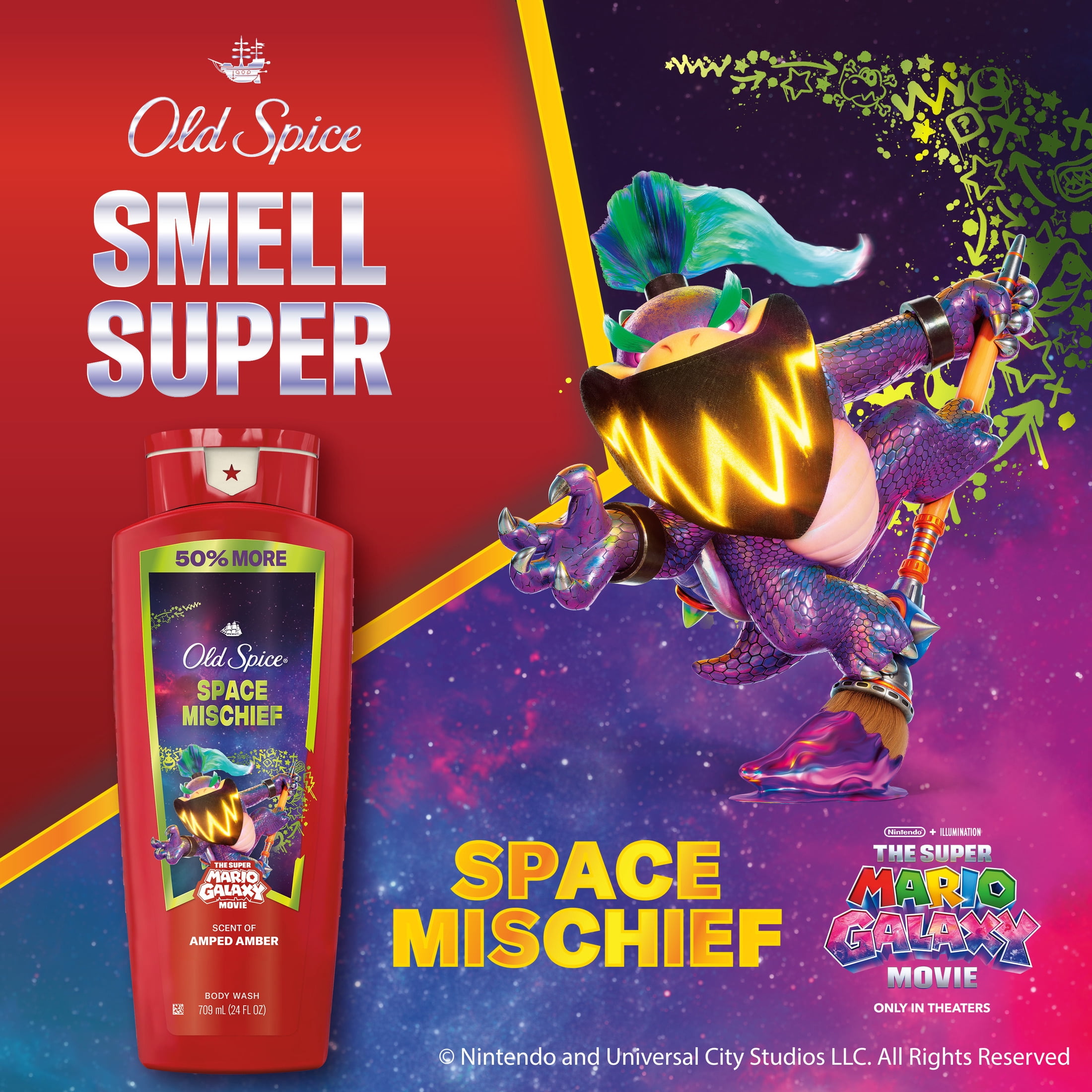 Old Spice Body Wash for Men, Space Mischief, Old Spice x The Super Mario Galaxy Movie, 24 fl oz