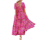 thumbnail image 2 of Vestido largo bohemio con estampado floral para mujer, vestido largo con mangas abullonadas y mangas cortas, falda informal de verano para playa y vacaciones, 2 of 5