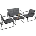 thumbnail image 1 of Patio Conversation Set – Modern Grey 4-Piece – Loveseat & 2 Textilene Chairs – Tempered Glass Table – Compact – Garden, Backyard, Balcony & Poolside – Grey, 1 of 8